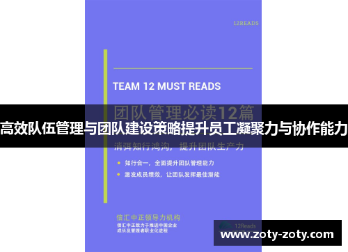 高效队伍管理与团队建设策略提升员工凝聚力与协作能力